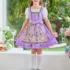 Girls Traditional Farm Dress with Apron and Headscarf Bavarian Oktoberfest Costume for Kids Rustic Country Style Outfit