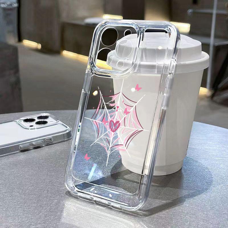 Case For iPhone 16 Cases iPhone 15 Pro Max Case Spider Pattern Clear Crystal Case For iPhone 14 13 12 11 XS XR X 7 8 Plus Cover