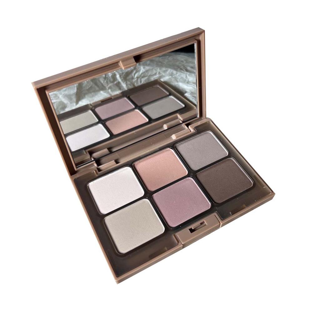 6-Color Matte Eyeshadow & Face Palette, All-in-One Blush Contour Highlighter Makeup Kit, Earth Tone Daily Makeup for Beginners & Students