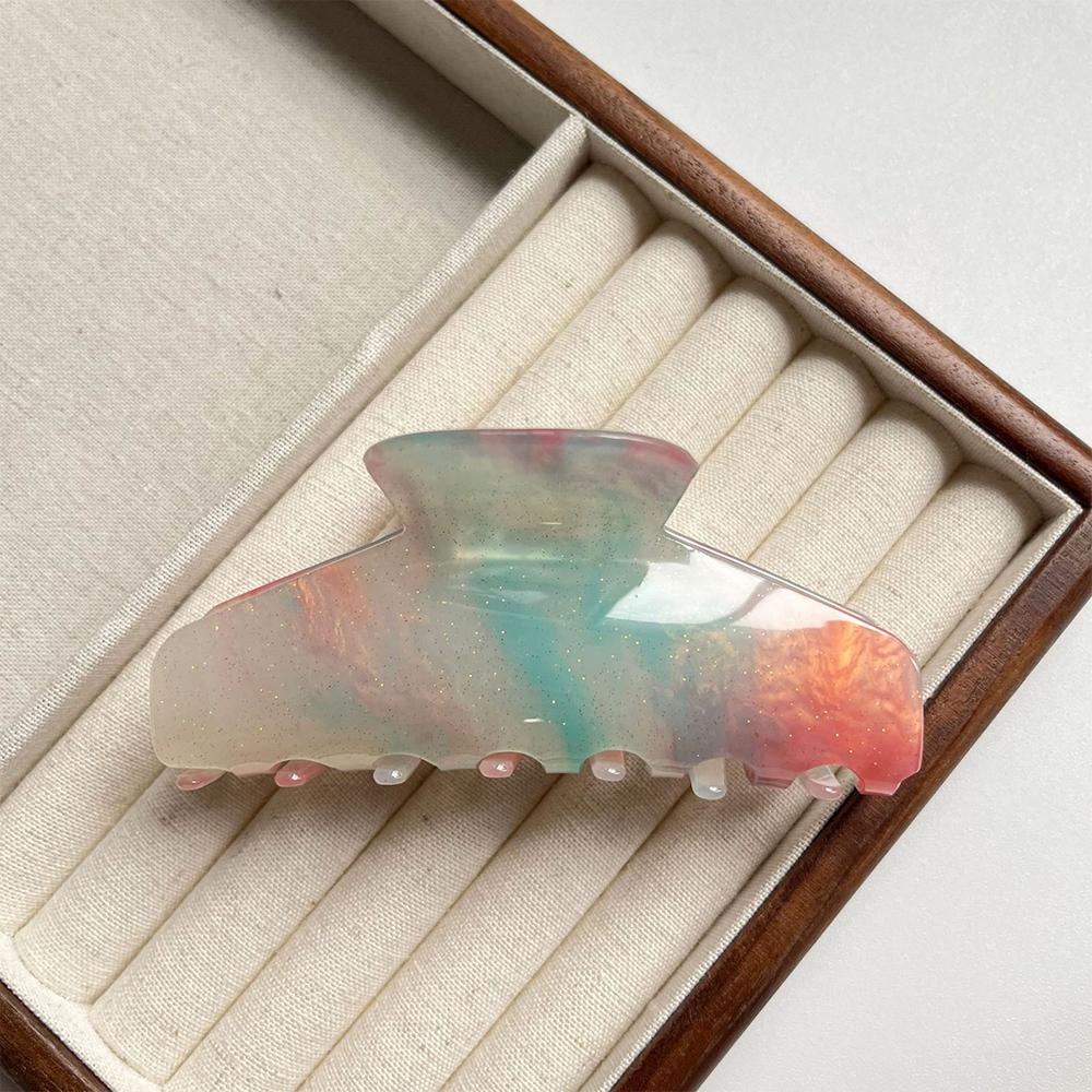 1pc Korean-style large dappled gradient color acrylic claw clip, sweet spring and summer back of the head hair clip.