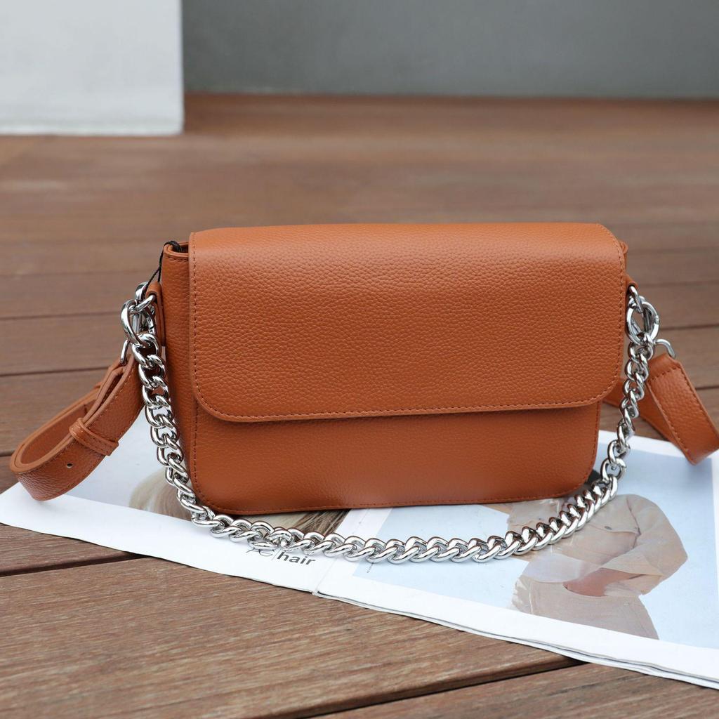 Korean Style Cowhide Chain Shoulder Bag - Elegant Summer Fashion for Women