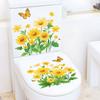 Yellow Chrysanthemum Butterfly Toilet Decoration Stickers, Bathroom Toilet Beautification Stickers