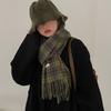 Plush Plaid Wool Scarf Retro Green Long Shawl Retro Cape Wraps  Girl