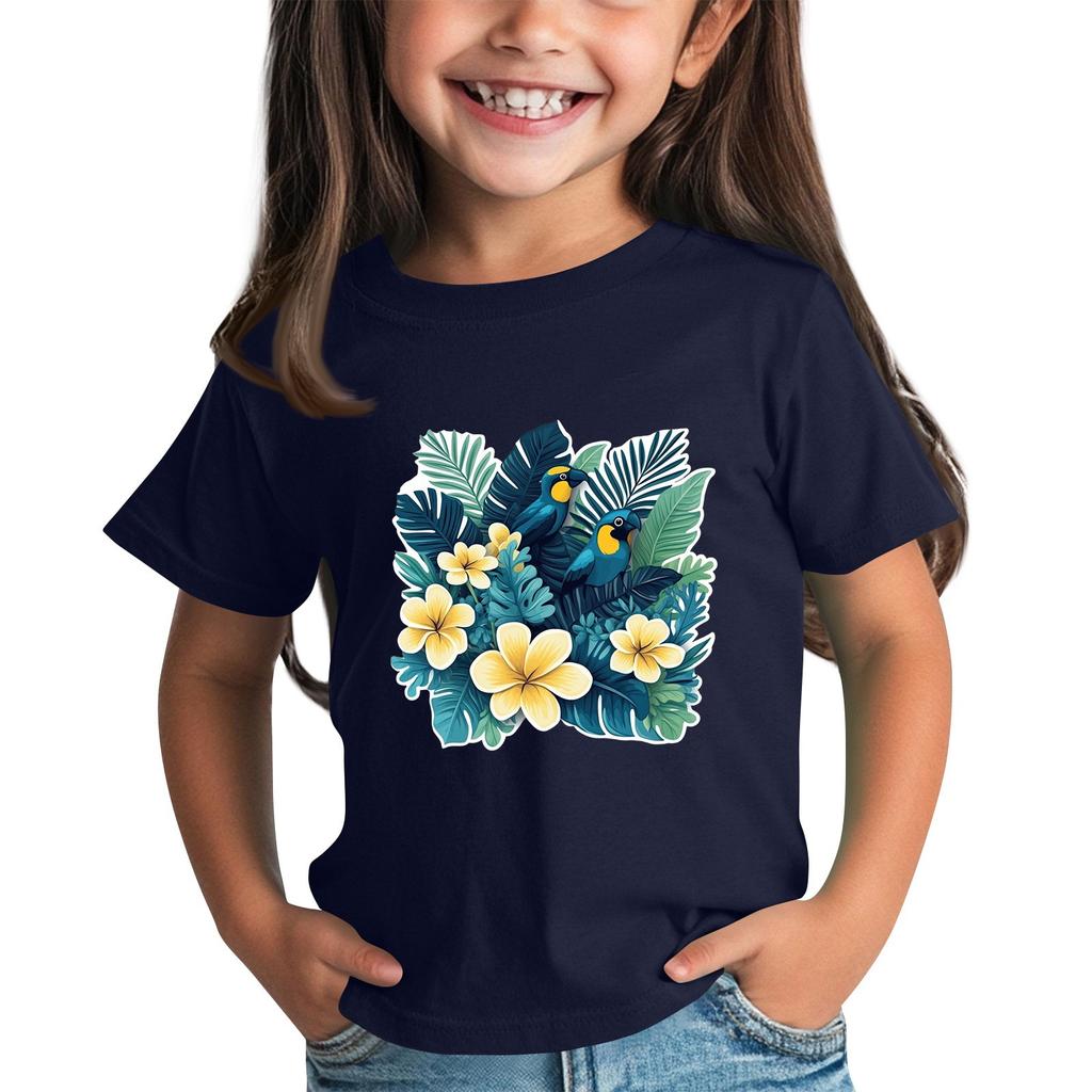 Maglietta casual a maniche corte con scollo rotondo e stampa quotidiana per bambini