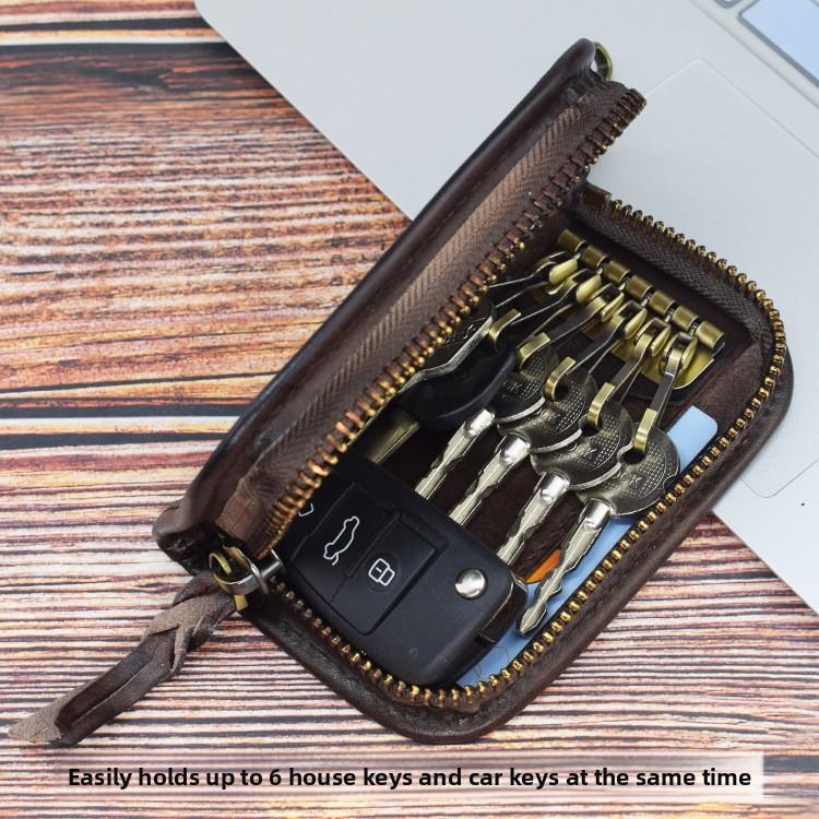 Layered Tree Ointment Leather Embossing Creative Car Intelligent Remote Control Key Bag Driver's License Card Slot Vegetable Tanned Leather