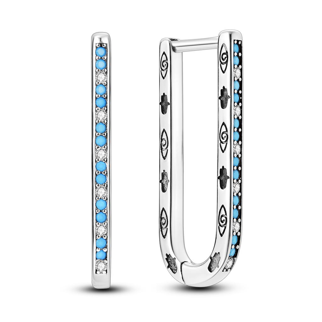 Silver Plated U Round Heart Shape CZ Zircon Earrings Hoop Earrings For Women DIY Making Jewelry Gift