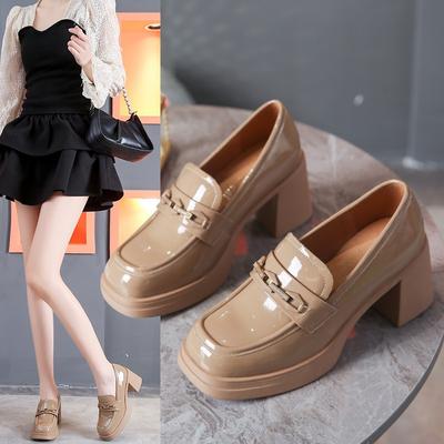 Women's High Heels Spring and Autumn New Style Versatile Outer Shoes Thick Heel British Style Small Leather Shoes