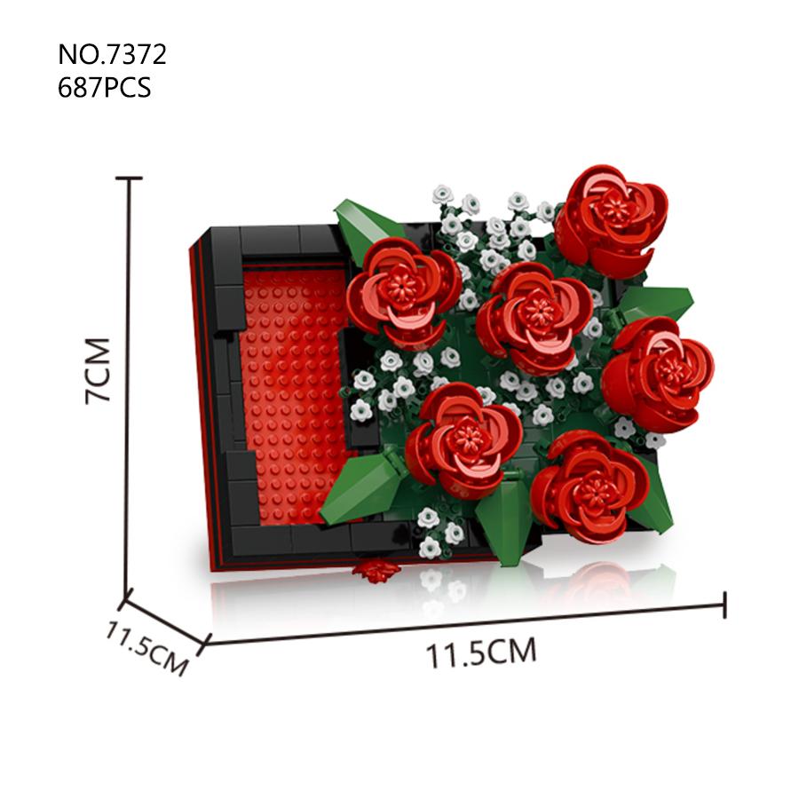 Non-Toxic Creative Artificial Flower Picture Frame Building Blocks Plastic Flowers Bricks Diy Art Ornament Valentine'S Day Gifts