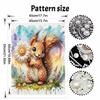 Framed Pearl Bead Painting Kit Cute Squirrel with Flower DIY Shiny Canvas Art Relaxing Craft Gift for Craft Lovers Creative Wall Decor Projects