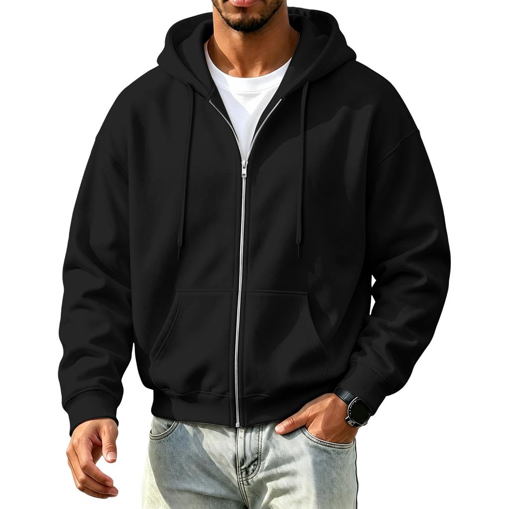 Men's Color Zip Up Hooded Sweatshirt for Winter
