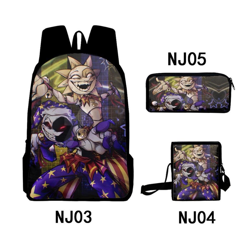 3Dsundropfnaf Backpack Student School Bag Crossbody Bag Pencil Bag Three-Piece Trend