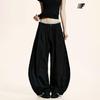 Yongfang Unisex Floor-Length Wide-Leg Pants with Drawstring and Pleated Waist