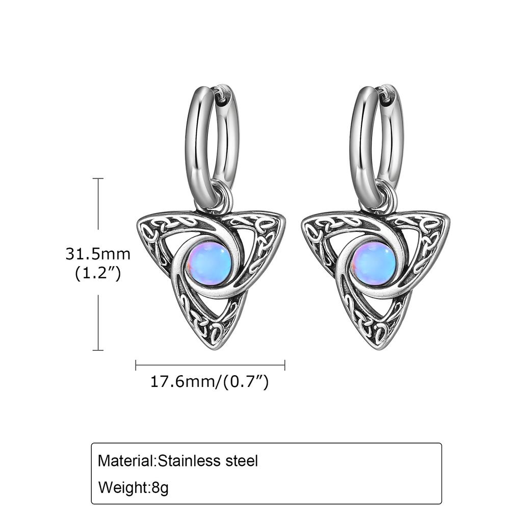 Moonstone Stainless Steel Hoop Earrings for Men Boys,Waterproof Stainless Steel Star Ear Drop,New Fashion Hiphop Zircon Gifts