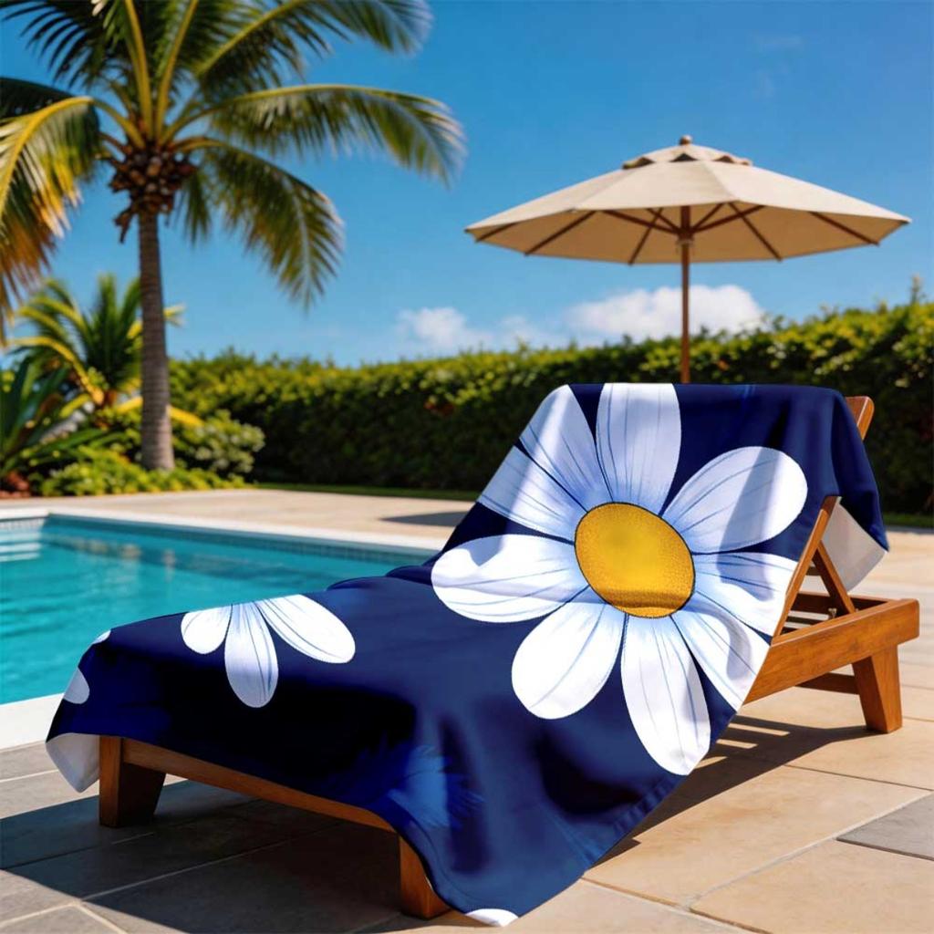 Daisy Pattern Beach Towel 1pc Beach Towel Lightweight Easy To Carry Unisex Soft and Comfortable Ideal for Beach Camping Swimming