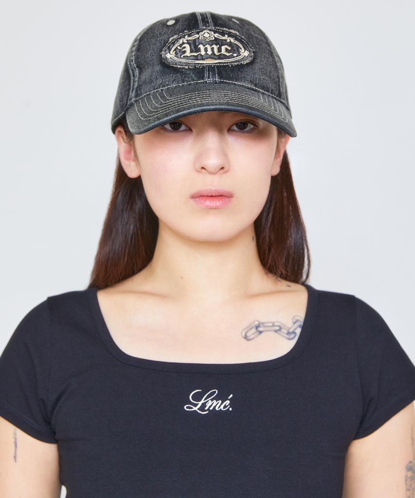 LMC Washed Denim Gothic Oval 6Panel Cap Black