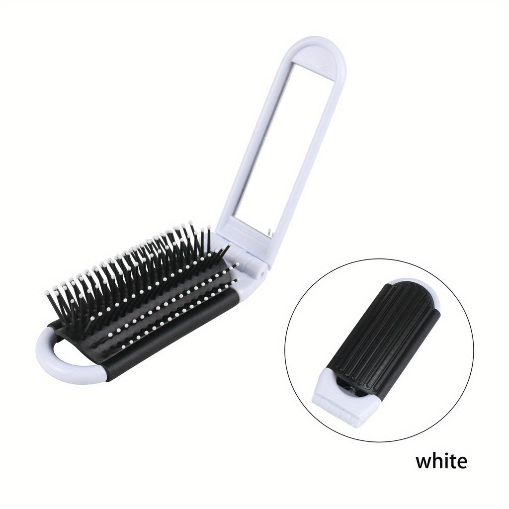 Tragbare Reise faltbare Haarbürste mit Spiegel Kompakte Taschengöße Haarkamm Friseur Massage Haarbürste