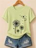 New Women Casual and Fashionable Short-Sleeve T-Shirt Simple Floral Print Round Neck Comfortable and Breathable Short-Sleeve Top