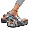 New Spring Summer Women's Plus Size Chunky Sole Birkenstock Style Rivet Metal Buckle Strap Beach Slide Sandals