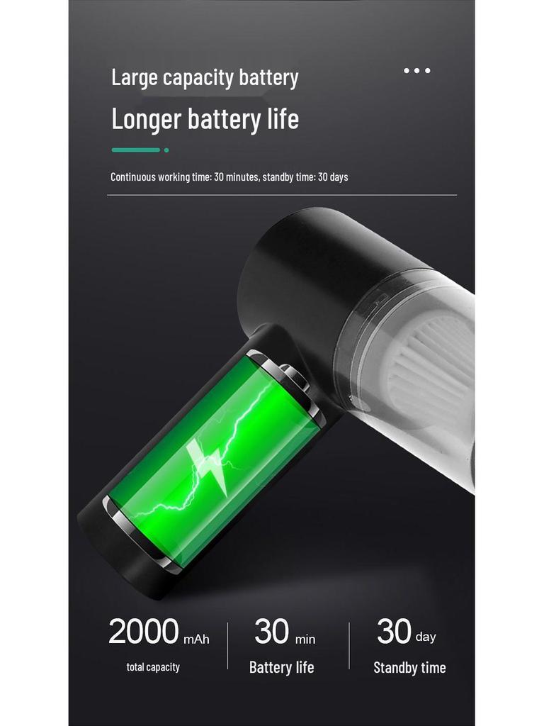 High-Power Handheld Vacuum Cleaner: Multi-Function, Rechargeable, Blowing & Suction, with Light, for Car Cleaning.