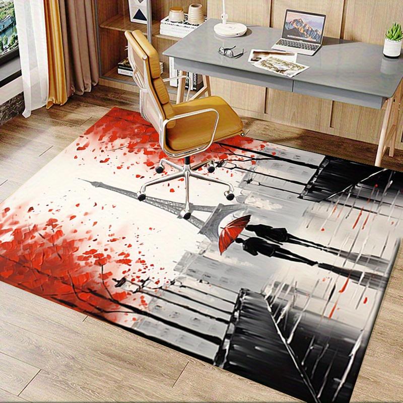 Office Carpet Romantic Parisian Walkway Design with Eiffel Tower, Perfect for Sofa Protectio