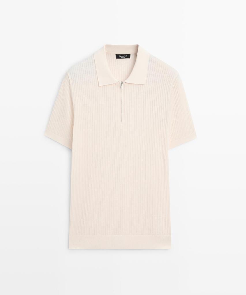 Masimodutti Zipper Collar Knit Polo Sweater