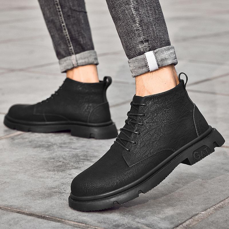 Hand-scratched Martin boots men's shoes spring and autumn boots medium-top men's boots British high-top short boots casual tooling shoes