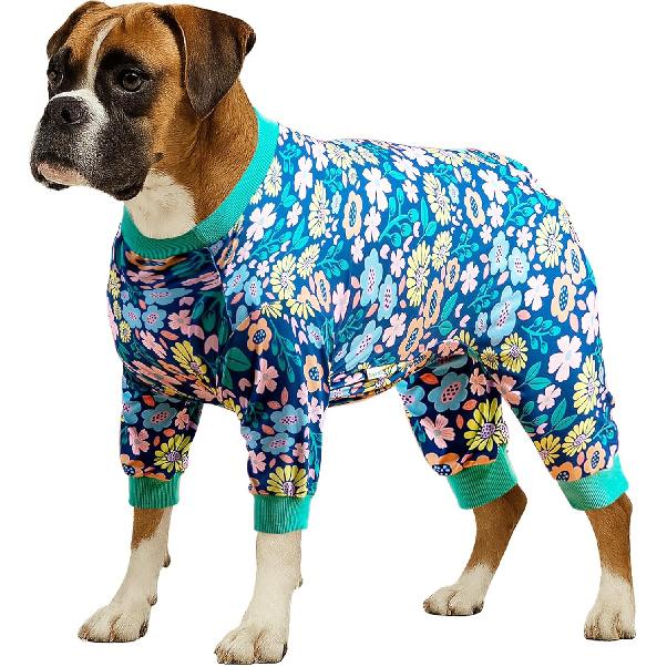 LovinPet Dog Pajamas Large Size Dog, Big Dog Clothes, Post Surgery Onesie, Lightweight Fabric Pitbull Pullover Pajamas, Puppy Pajama, Pitbull