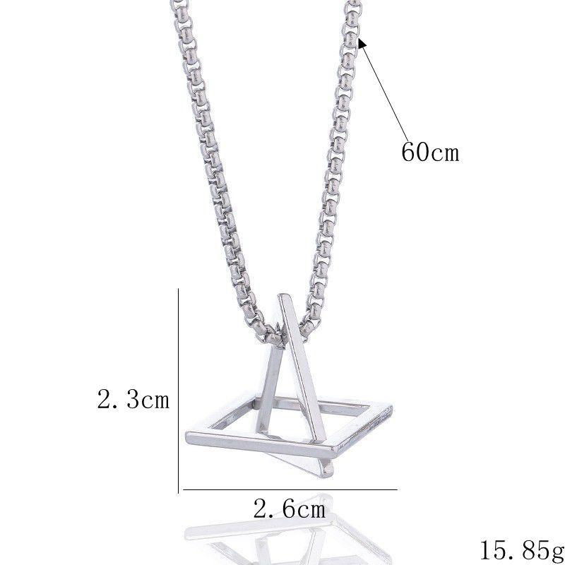 

Геометрическое простое ожерелье с подвеской - Дизайн треугольника и квадрата серебряный