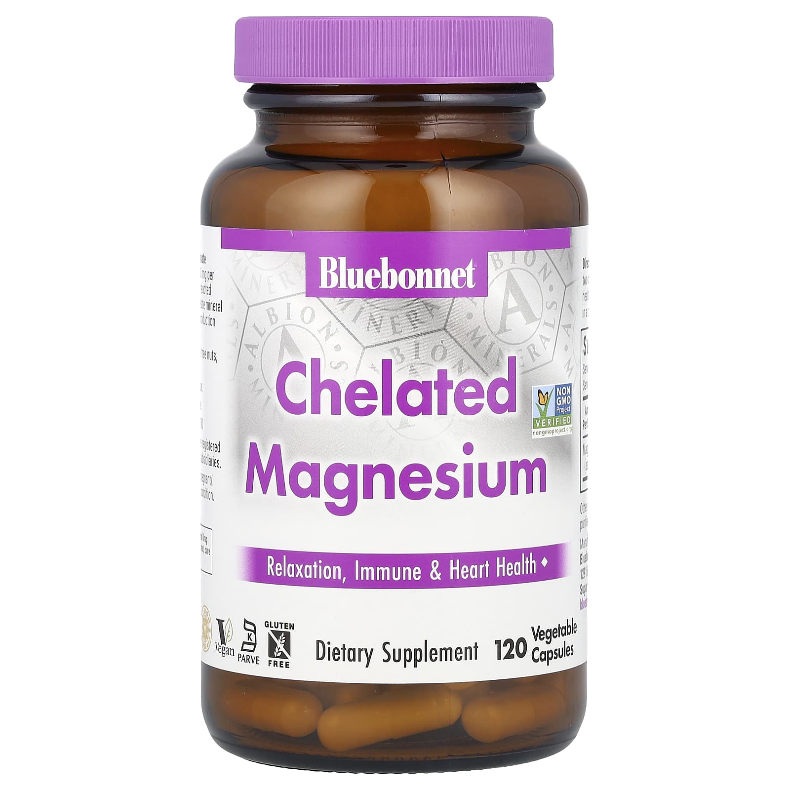 

Bluebonnet Nutrition, хелатований магній, 120 овочевих капсул