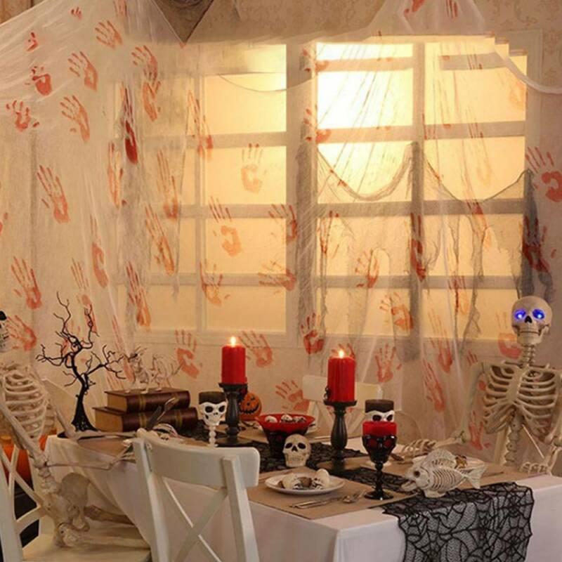 Halloweenská krev otisky rukou Gázová lucerna Závěsná dekorace Maškarní párty Vnitřní dekorace rekvizity