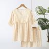 Crepe Cotton Yarn Crew Neck Print Sweet Age-reducing Women's Summer Short-sleeved Shorts Set Pajamas Loungewear