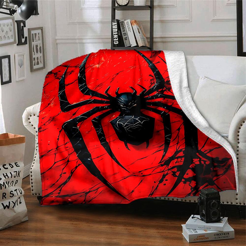 1pc Spider Symbol Blanket, Lightweight Flannel Throw Blanket for Sofa, Bed, Travel, Camping, Living Room, Office, Couch088