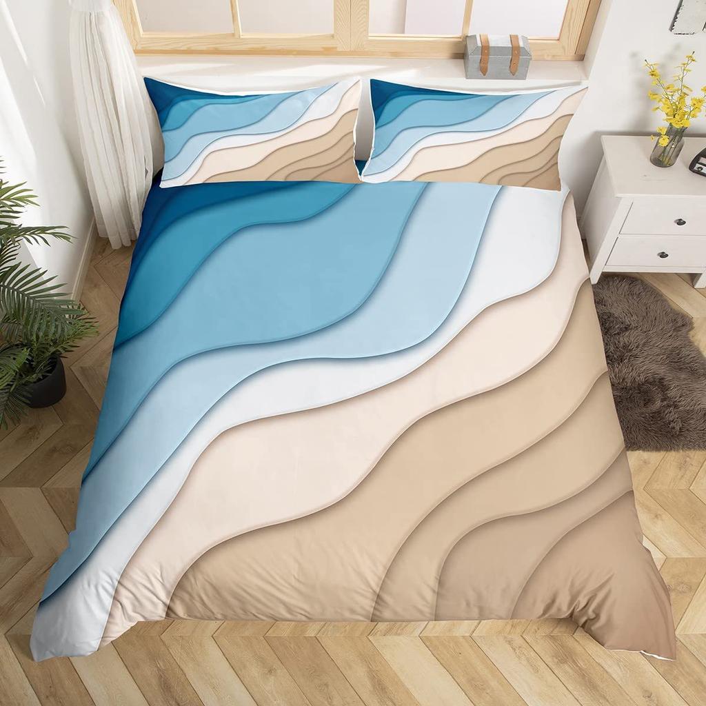 Black Purple Abstract Lines Three-Piece Quilt Cover 3D Digital Printing Bedding Set Bed Cover