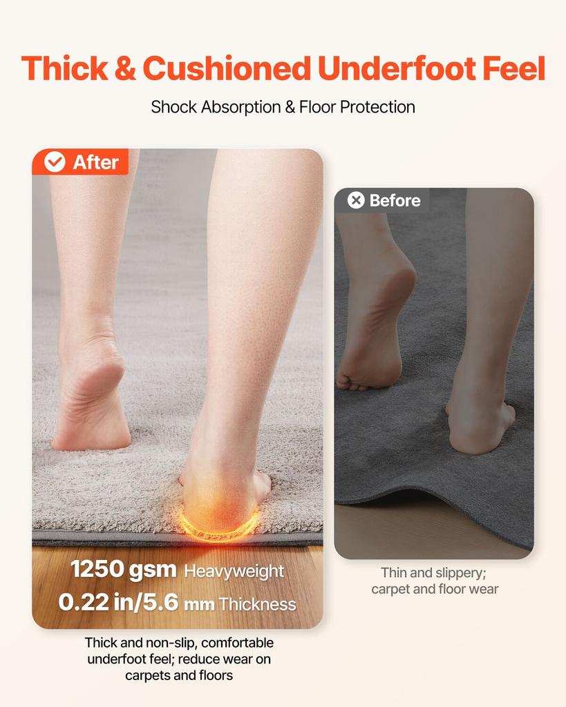 Rug Pad 0.91 x 1.52 m, Non-slip Carpet Area Pad, Rug Mat Padding with Dual Surface Felt Cushion & Rubber Gripper, Hardwood Floor Protection for All