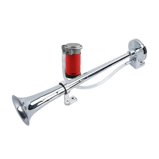 7-Inch Single Trumpet Air Horn Zinc Alloy 12V/24V 128dB Loud Sound for Cars Trucks Boats Complete Kit with Compressor & Mounting Hardware