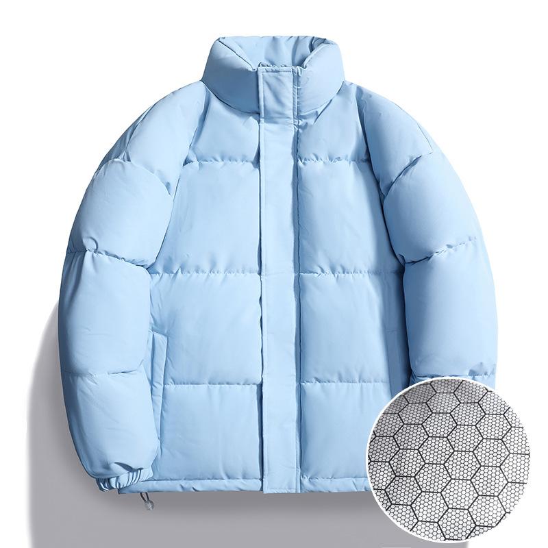 Men's stand-up collar graphene cotton coat men's loose casual trendy solid color versatile winter warm jacket for men