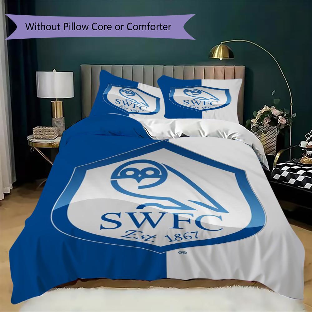 Sheffield Wednesday Pattern Bedding Uilt Set Uilt Cover Pillowcase Home Decoration Birthday Gift (1 * Duvet Cover + 2 * Pillowcase Without Core)