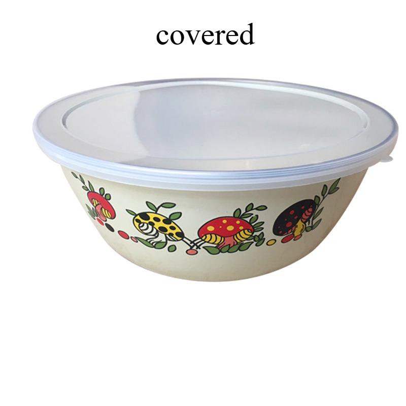 Vintage Floral Enamel Bowls Sturdy Round Freshness Preservation Bowl for Fruits, Vegetables, Salads, and Dry Food