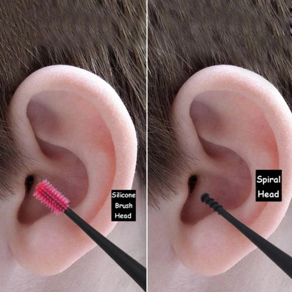 Ear Picking Spiral Ear Cleaner Double-ended Ear Wax Clean Tool Soft Silicone Earpick Ear Curette