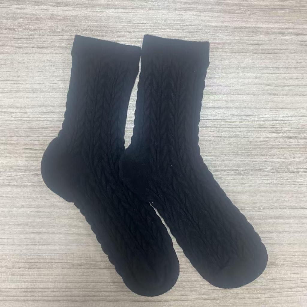 Women's Thick Fluffy Cable Knit Mid-Calf Plush Socks for Cold Weather and Postpartum Comfort