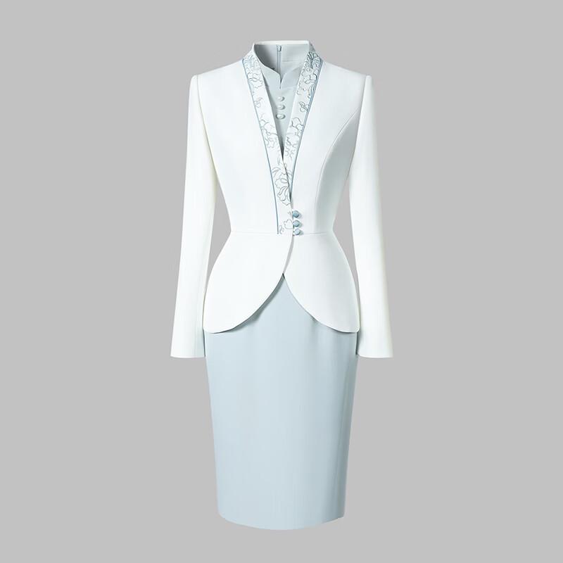 Trolman Damen Neues Chinesisches Stil Professionelles Anzugkleid Set
