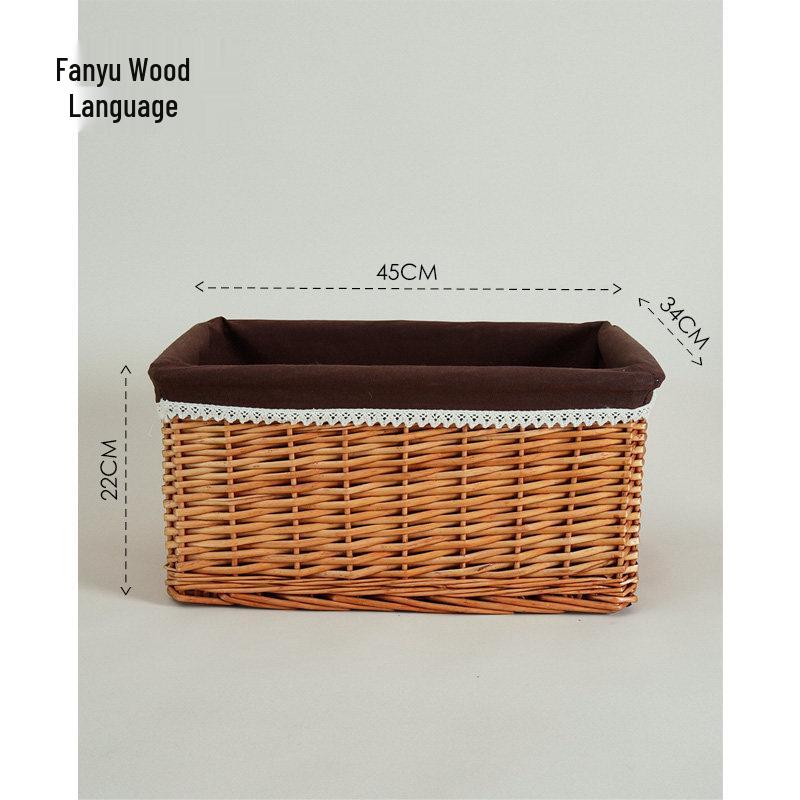 Woven Bamboo Fabric Storage Basket for Snacks and Sundries