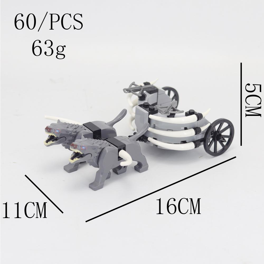Building Block Wolf Chariot Medieval Weapon Ancient Three Kingdoms Scene Assembly Toy Model Ornament
