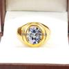 Moissanite Oval Cut With 925 Sterling Silver Gold Plated Ring For Men's #B299 JL375681952601