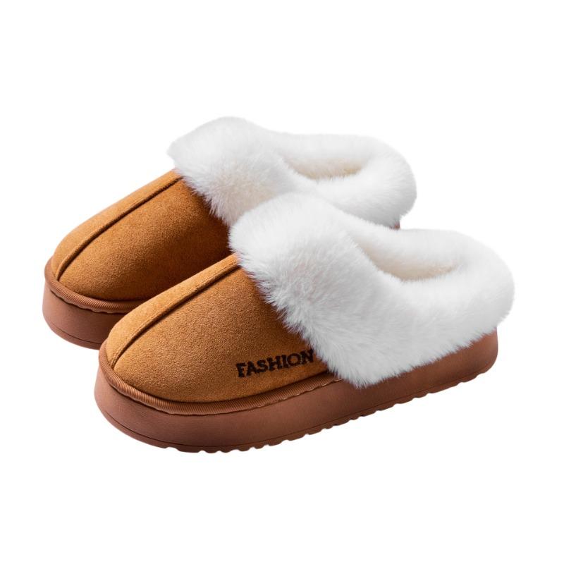 Plush Cotton Slippers Women's New Autumn and Winter Home Indoor Thick-soled Non-slip Velvet Warm Cotton Shoes