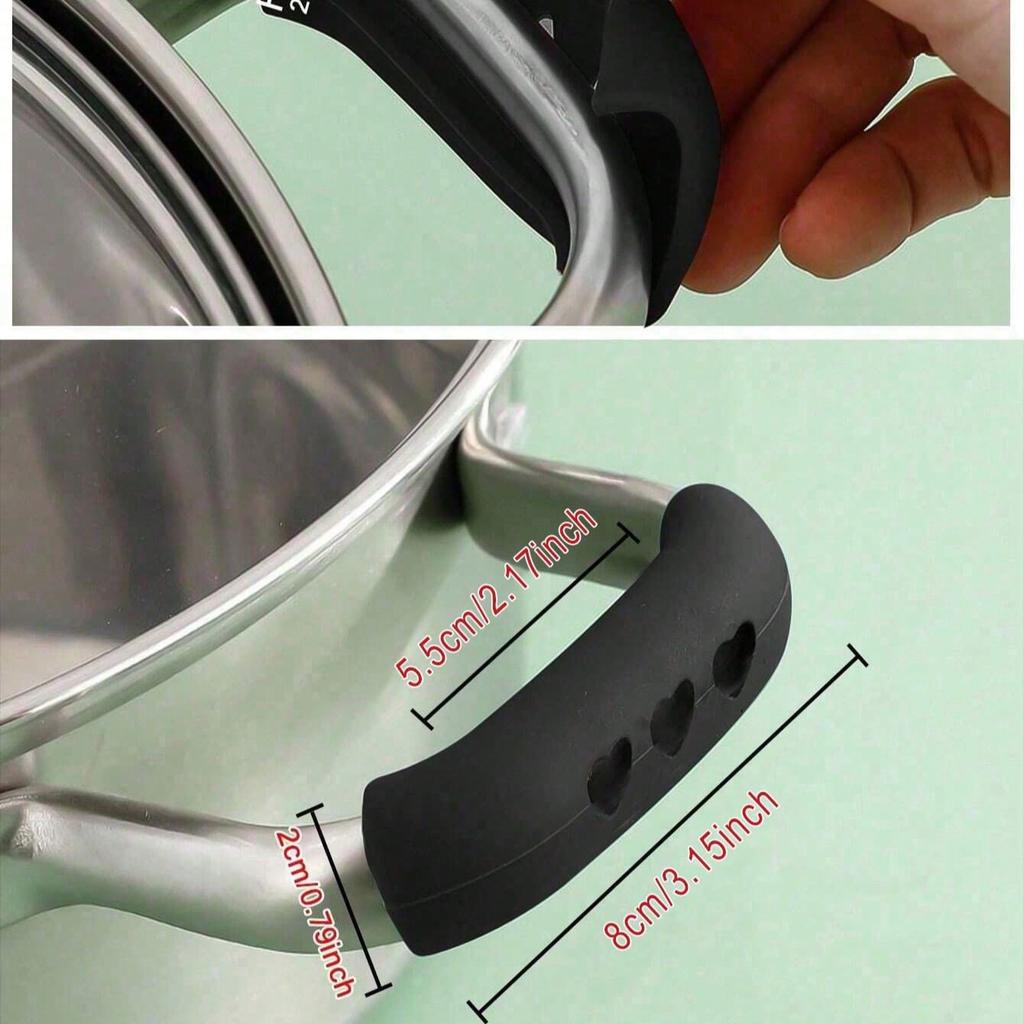 2pcs Silicone Pot Handle Cover, Creative Hollow Out Heart Detail Anti Scald Anti Slip Pot Handle Protector For Kitchen/Kitchen Gadgets/Oven Mitts