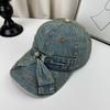 Women'S Korean Style Sweet Bow Tie Denim Baseball Cap Spring/Summer  Duckbill Sun Cap Fashion Accessory