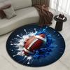 Multiple Sizes Football with Blue and White Liquid Print Round Carpet Living Room Bedroom Table Chair Sofa Decorative Carpet