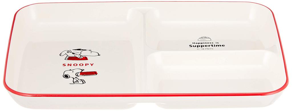 PEANUTS Snoopy is Lacquered Divided 606554 "Happiness Suppertime" Plate, 21cm, White,