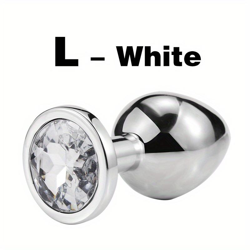 1pc Gemstone Base Stainless Steel Anal Plug - Smooth Body-Safe Metal Butt Plug for Couples Adult Pleasure Sex Toy